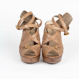 Prada Women's Tan Leather Sandals as is